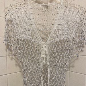 NWT - White cropped  bolero with beading!